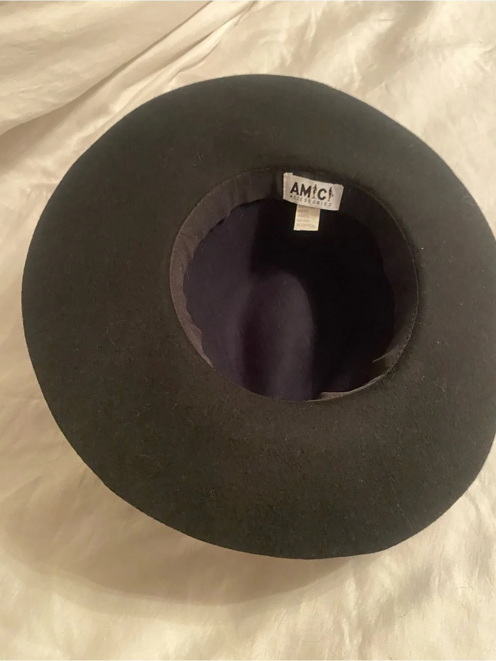 Amici Accessories wool hat Two-Tone Wide Brim  - Navy Crown, Black Brim